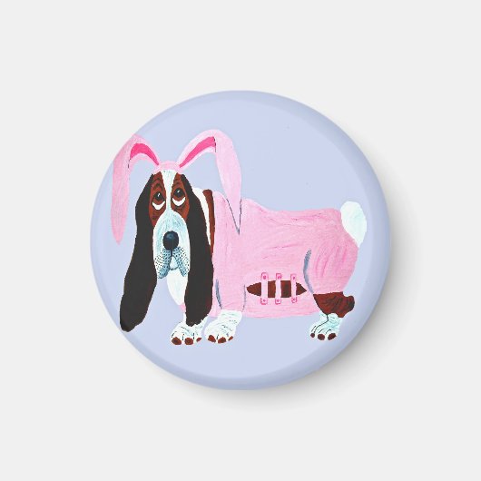 Basset Hound im Hasenkostüm Magnet (Vorne)