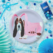 Basset Hound im Hasenkostüm Pappteller (Party)
