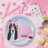 Basset Hound im Hasenkostüm Pappteller (Party)