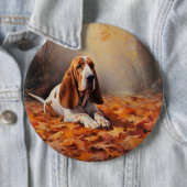 Basset Hound im Herbst Leaves Fall Inspiriert Button (Beispiel)