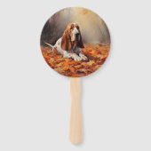 Basset Hound im Herbst Leaves Fall Inspiriert Fächer (Rückseite)