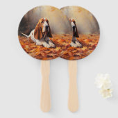 Basset Hound im Herbst Leaves Fall Inspiriert Fächer (Vorne und Hinten)