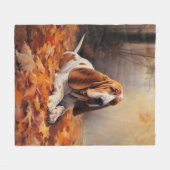 Basset Hound im Herbst Leaves Fall Inspiriert Fleecedecke (Vorderseite (Horizontal))