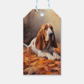 Basset Hound im Herbst Leaves Fall Inspiriert Geschenkanhänger (Vorderseite)