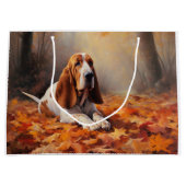 Basset Hound im Herbst Leaves Fall Inspiriert Große Geschenktüte (Vorderseite)