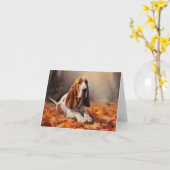 Basset Hound im Herbst Leaves Fall Inspiriert Karte (Gelbe Blume)