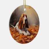 Basset Hound im Herbst Leaves Fall Inspiriert Keramik Ornament (Rechts)
