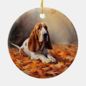 Basset Hound im Herbst Leaves Fall Inspiriert Keramik Ornament (Hinten)