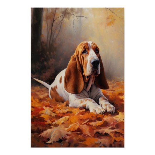 Basset Hound im Herbst Leaves Fall Inspiriert Poster (Vorderseite)