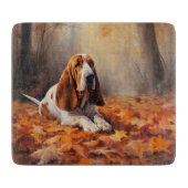 Basset Hound im Herbst Leaves Fall Inspiriert Schneidebrett (Vorderseite)