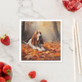 Basset Hound im Herbst Leaves Fall Inspiriert Serviette (Beispiel)