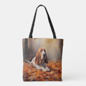 Basset Hound im Herbst Leaves Fall Inspiriert Tasche (Rückseite)