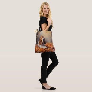 Basset Hound im Herbstlaubfall inspiriert Tasche