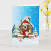 Basset Hound im Schnee mit Weihnachtsgeschenken Karte (Gelbe Blume)