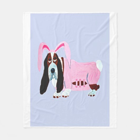 Basset Hound in bunny costume Fleecedecke (Vorderseite)