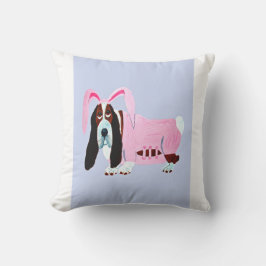 Basset Hound in Bunny suit Kissen