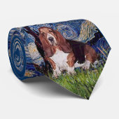 Basset Hound in der Sternennacht Krawatte (Gerollt)