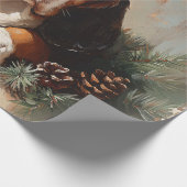 Basset Hound in einer Weihnachtsmannmütze Ölgemäld Geschenkpapier (Ecke)