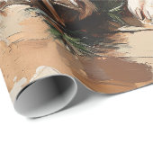 Basset Hound in einer Weihnachtsmannmütze Ölgemäld Geschenkpapier (Rolleneckpunkt)