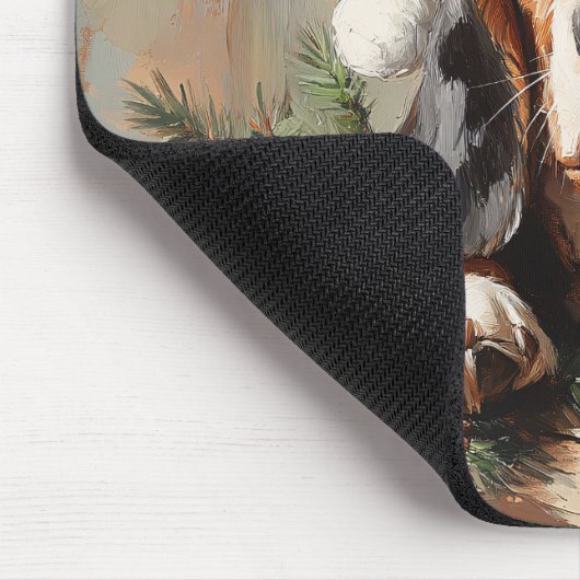 Basset Hound in einer Weihnachtsmannmütze Ölgemäld Mousepad (Ecke)