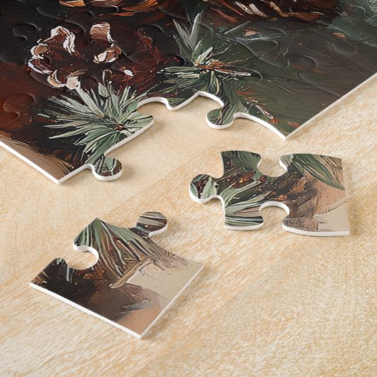 Basset Hound in einer Weihnachtsmannmütze Ölgemäld Puzzle (Seite)