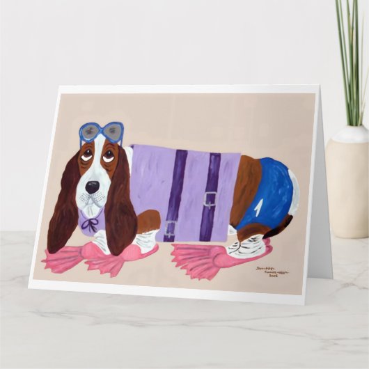 Basset Hound in Flippers  Dankeskarte (Vorderseite)