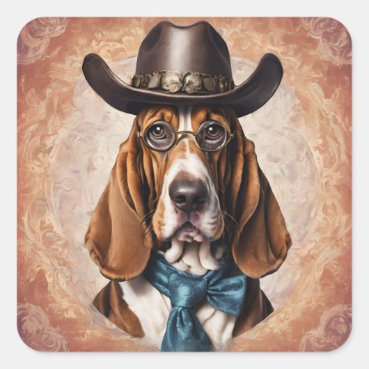 "Basset Hound in Hat and Tie" Sticker Sheet (Vorderseite)