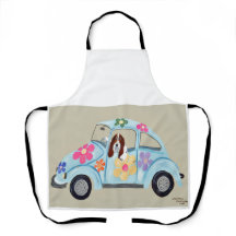 Basset Hound in Hippie-Auto All-Over-Print-Schürze