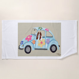 Basset Hound in Hippie-Auto Strandtuch