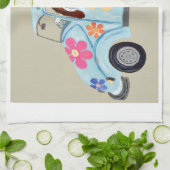 Basset Hound in Hippie car  Geschirrtuch (Gefaltet)