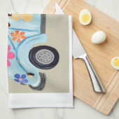 Basset Hound in Hippie car  Geschirrtuch (Viertel Falte)