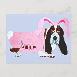 Basset Hound In Pink Bunny Suit Postkarte