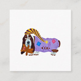 Basset Hound in PJs with teddy bear Begleitkarte