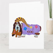 Basset Hound in PJs with teddy bear Dankeskarte (Vorderseite)