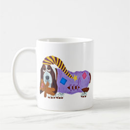 Basset Hound in PJ's with teddy bear mug Kaffeetasse