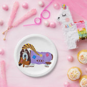 Basset Hound in Schlafanzug mit Teddybär Pappteller (Party)