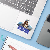 Basset Hound in Sonnenbrille Aufkleber (Laptop mit iPhone)