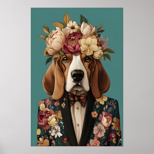 Basset Hound In Suit Poster, Basset Hound Poster (Vorne)