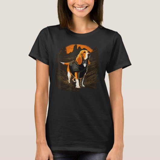 Basset Hound Jäger auf Basset Hound Jagd T-Shirt (Vorderseite)