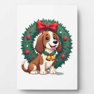 Basset Hound Jingle Bells Fotoplatte