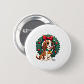 Basset Hound Jingle Bells Hund Button (Vorne & Hinten)