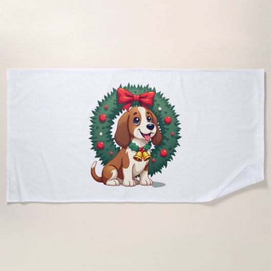 Basset Hound Jingle Bells Strandtuch (Vorderseite)
