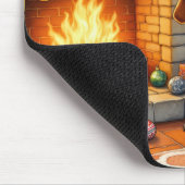 Basset Hound Kamin mit Weihnachtslichtern Mousepad (Ecke)