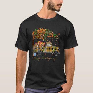 Basset Hound Kariert Pumpkin Truck Herbstfall Dank T-Shirt