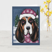 BASSET HOUND KARTE (Gelbe Blume)