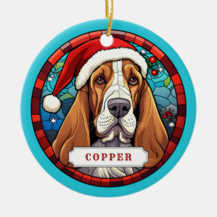 Basset Hound Keramik Circle Ornament