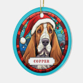 Basset Hound Keramik Circle Ornament (Links)
