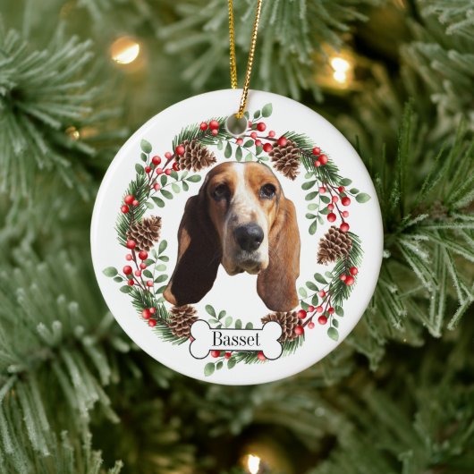 Basset Hound Keramik Ornament (Baum)
