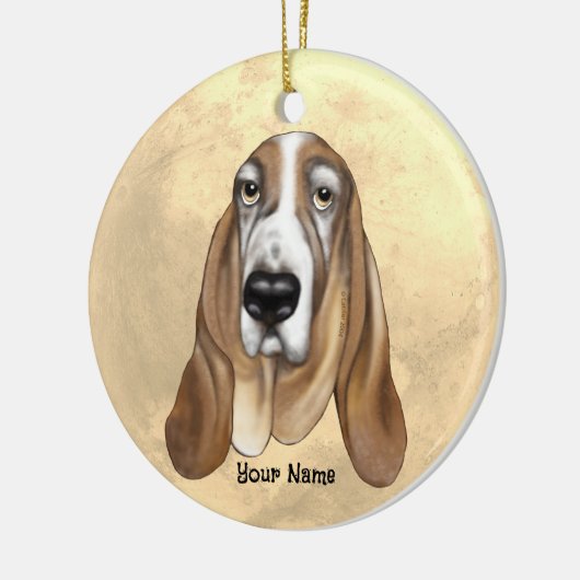 Basset Hound Keramik Ornament (Links)