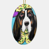 Basset Hound Keramik Ornament (Links)